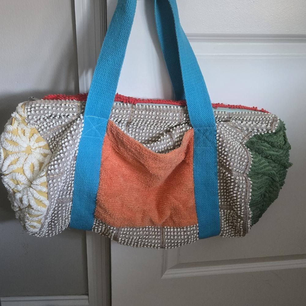 Vibrant Women's Travel Bag with Blue Straps